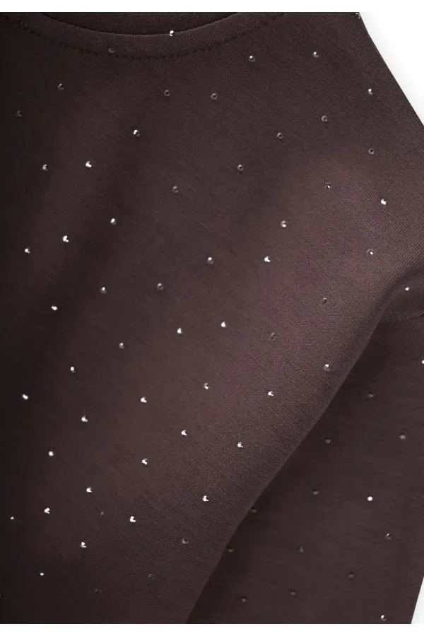 Komple Taşlı Modal Takım 3-8 Yaş Kahverengi