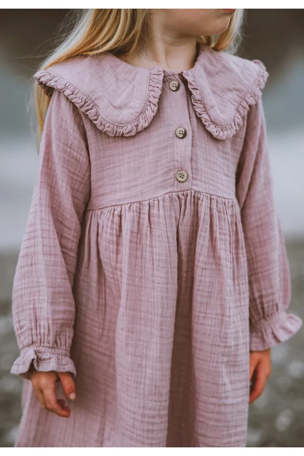 Seasonal Dress with Collar for 2-10 Years Old, Lilac Seasonal Dress with Collar for 2-10 Years Old, Lilac