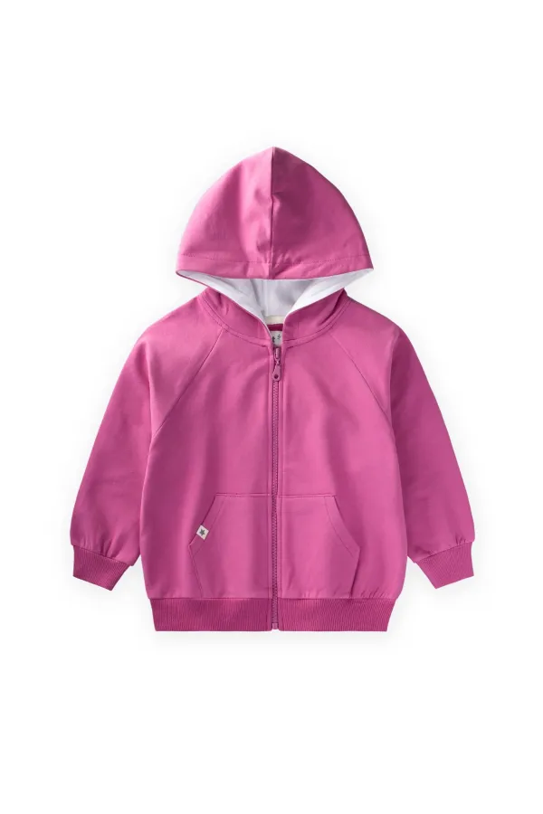 Gilet zippé à capuche, 1 à 14 ans, fuchsia foncé