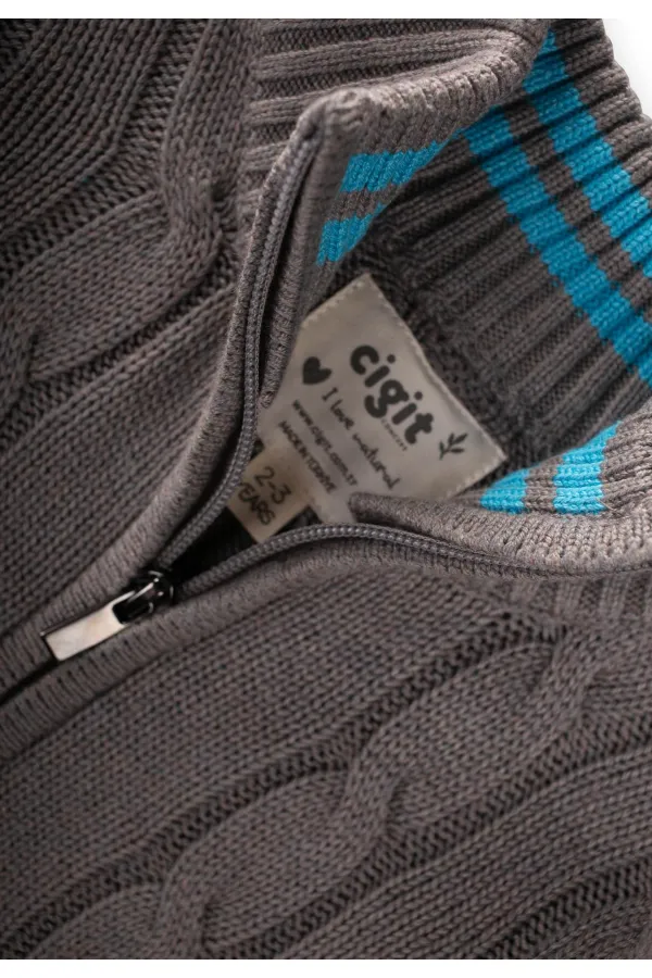 Hair Braided Cardigan, Ages 2-11, Grey (A)