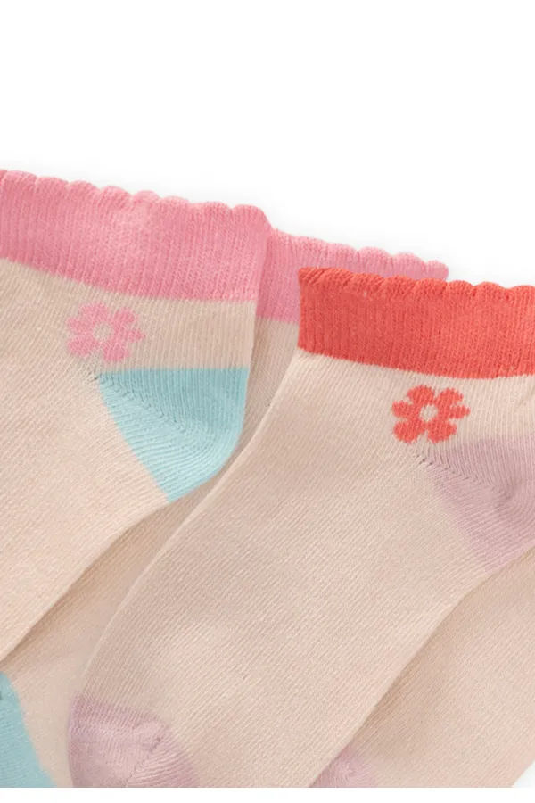 İkili Burnu Renkli Patik Çorap 5-12 Yaş Yavruağzı Pudra