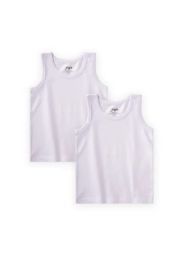 İkili Geniş Askılı Atlet 2-11 Yaş Beyaz