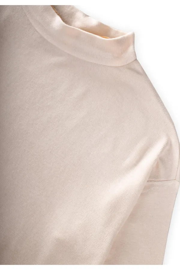 Yumuşak Dökümlü Oversize Bambu Takım 3-10 Yaş Ekru