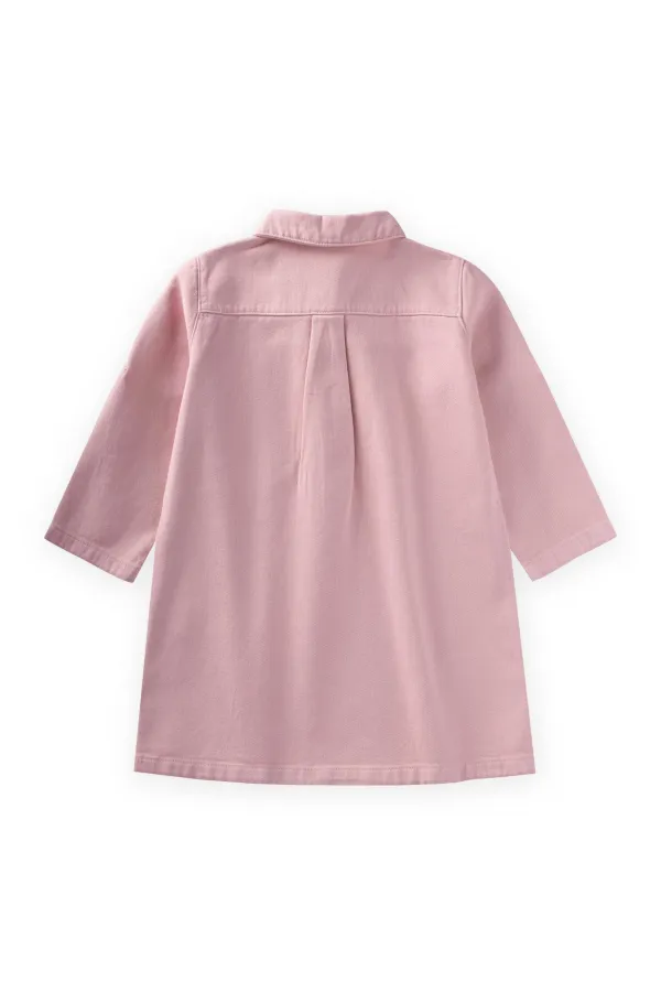 Robe en gabardine teinte rose pour enfants de 2 à 7 ans
