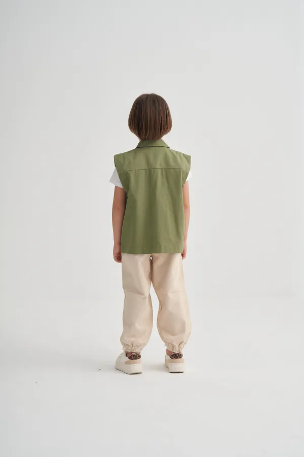 Gabardin Yelek 2-7 Yaş Olive
