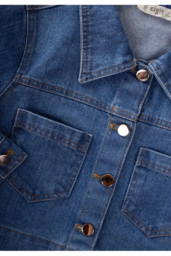 Denim Jacket with Front Pockets, 2-7 Years Old, Blue