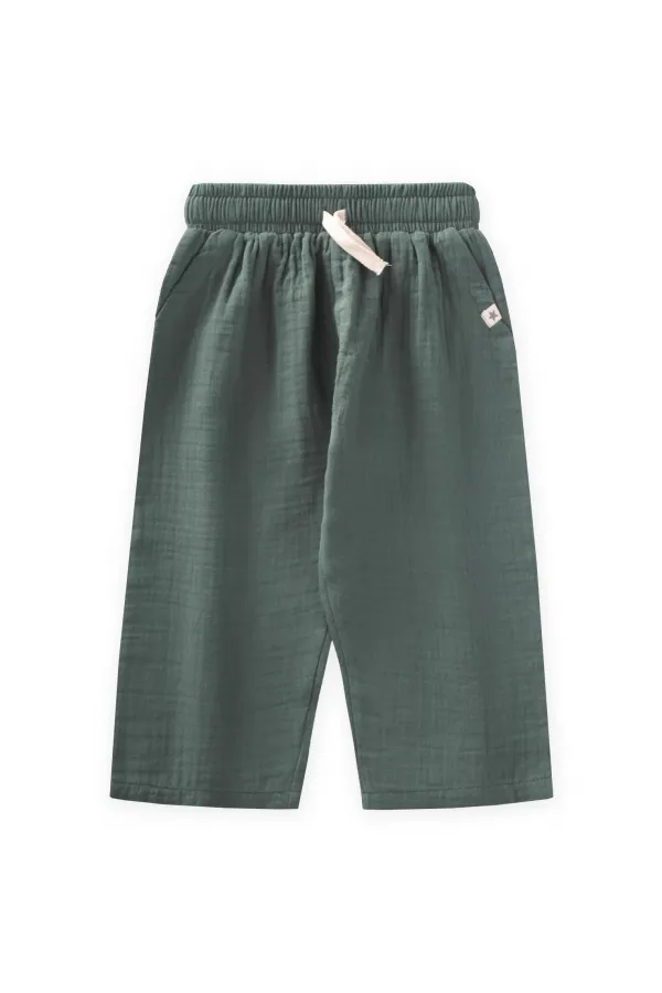 Pantalon en mousseline kaki vert, 1-10 ans Pantalon en mousseline kaki vert, 1-10 ans