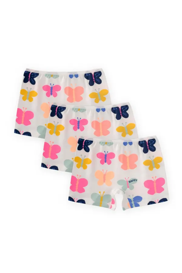 Üçlü Biyeli Kız Boxser 2-9 Yaş Kelebek Desen