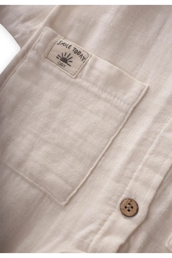 Flamlı Müslin Mevsimlik Tulum Naturel