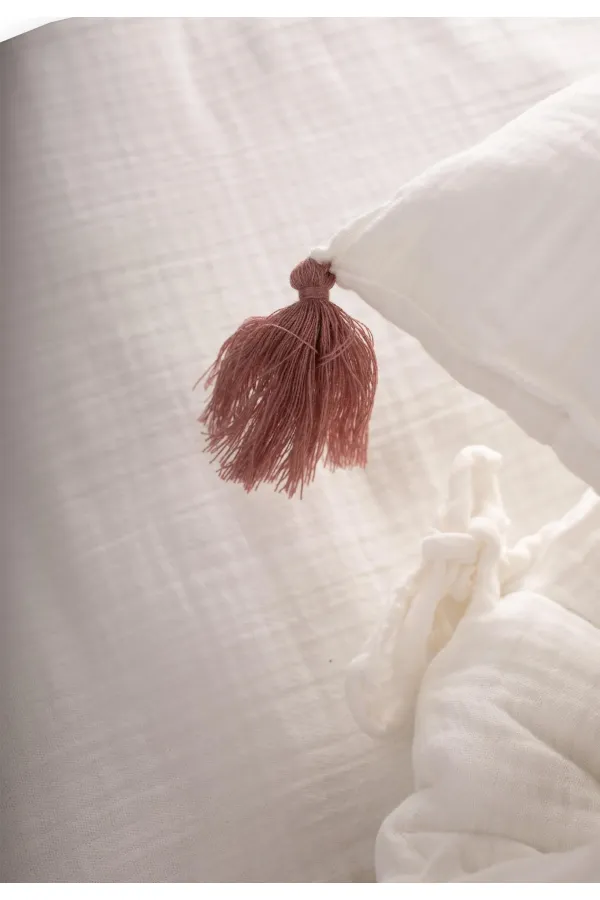 Ensemble de protège-oreillers en mousseline pour bébé (lavé) 32 x 180 cm +/- 2 cm Écru