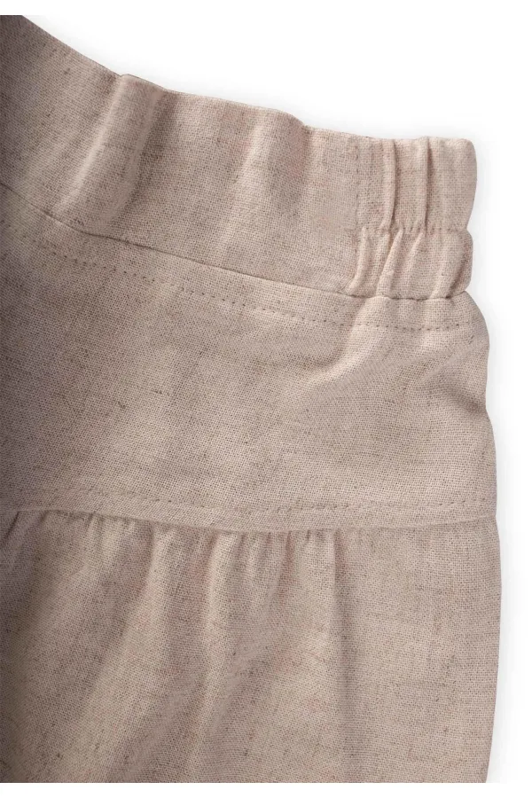 Korsajlı Büzgülü Keten Pantolon 2-7 Yaş Naturel Korsajlı Büzgülü Keten Pantolon 2-7 Yaş Naturel