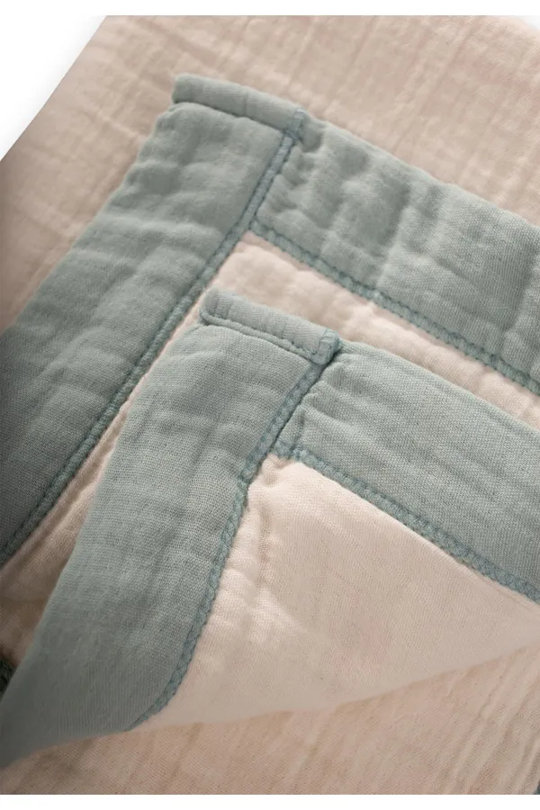 Couverture brute à quatre couches avec passepoil épais 85 x 90 menthe