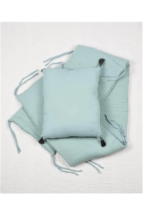 Müslin Bebek Yatak Koruma Yastık Seti (Yıkanmıştır) 32X180 cm +/- 2 cm Mint Yeşil