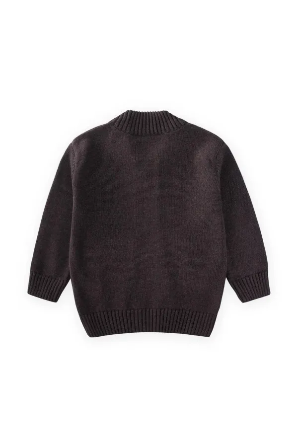 Triko Cepli Hırka 2-11 Yaş Kahve