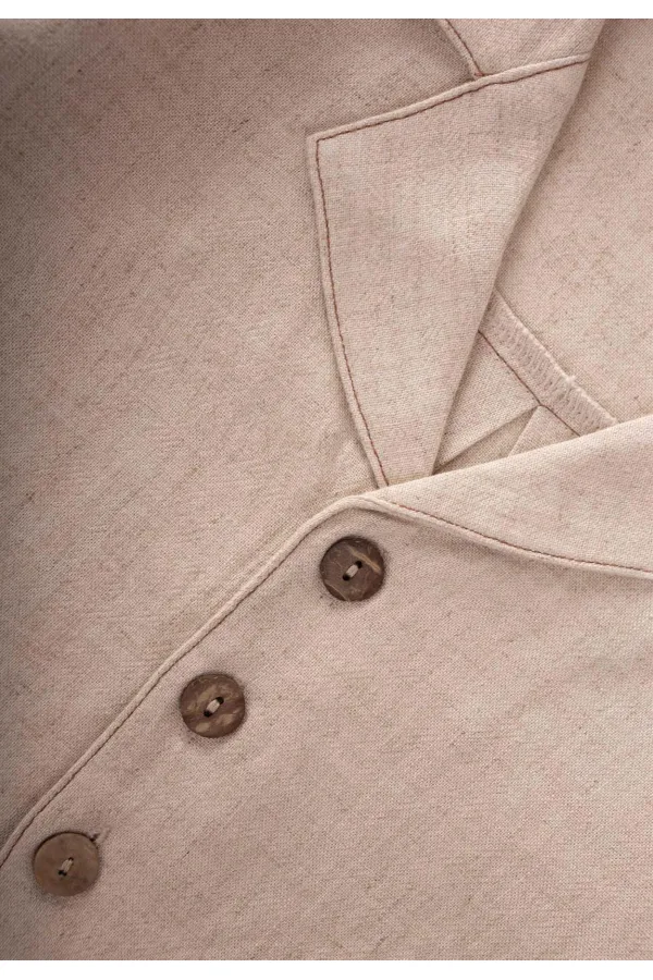 Keten Kalın Taba Dikişli Ceket 2-7 Yaş Naturel