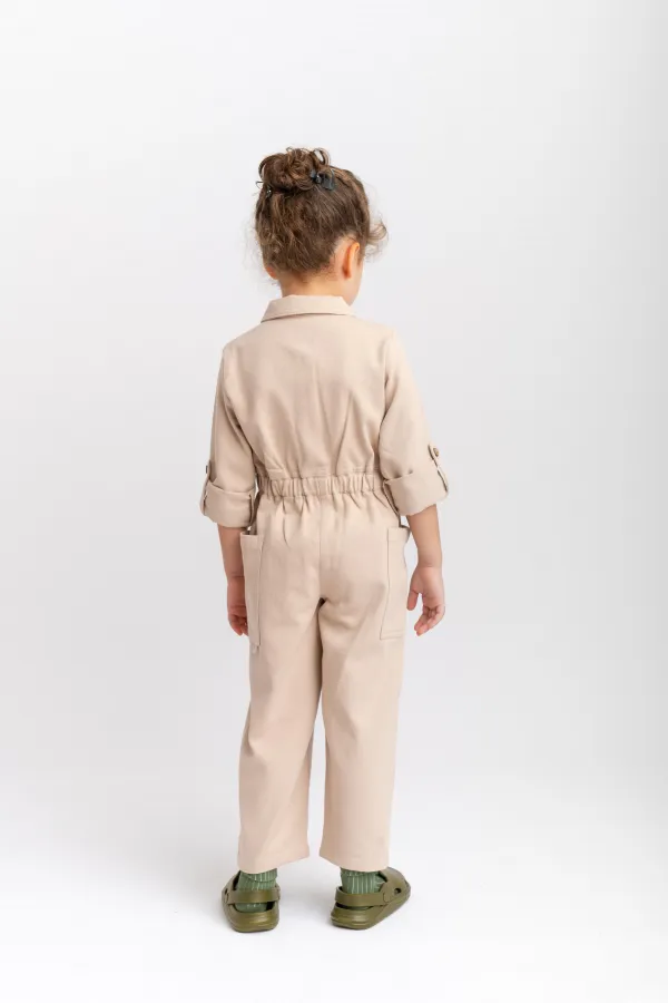 Salopette en gabardine beige 2-7 ans