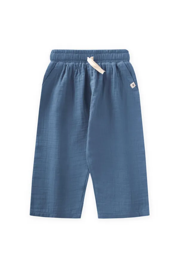 Müslin Pantolon 1-10 Yaş İndigo Mavi