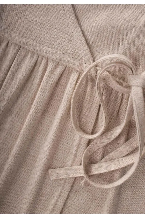 Keten Sarh Anvelop Elbise 2-7 Yaş Naturel