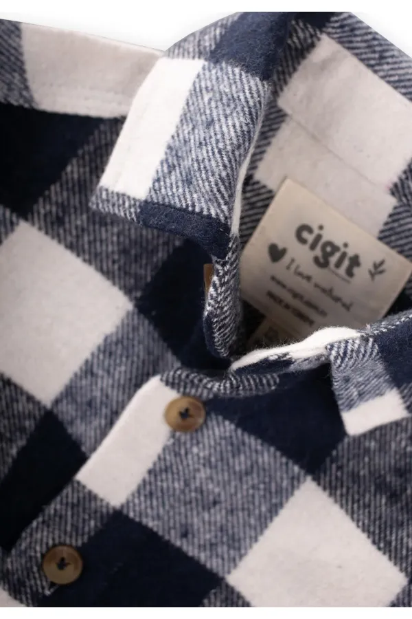 Oduncu Gömleği 1-9 Yaş Lacivert Ekose