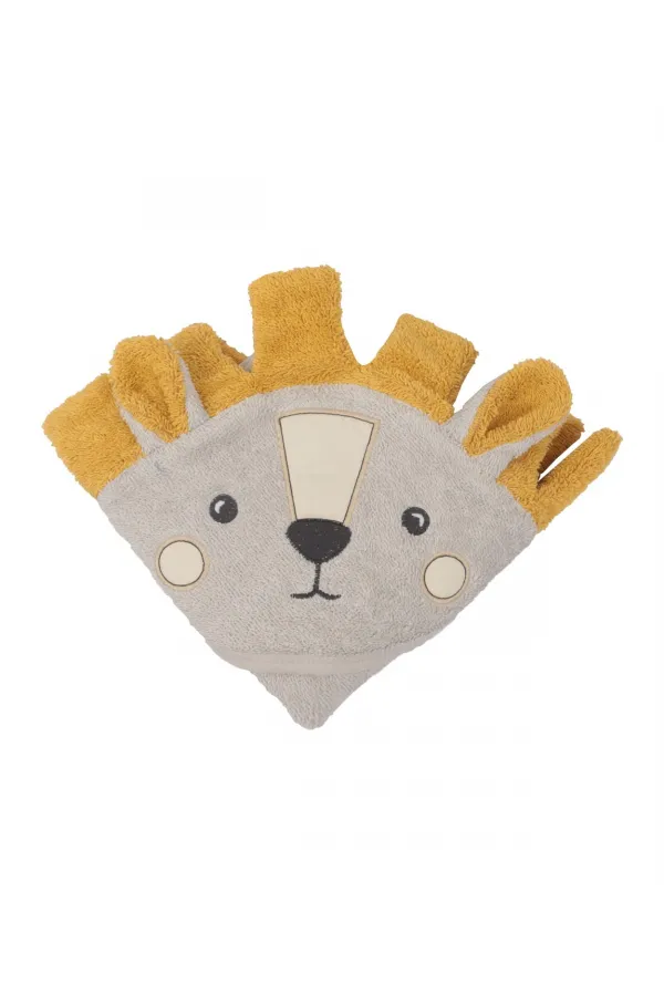 Aslan Figürlü Bebek Havlu 75x75 cm Gri