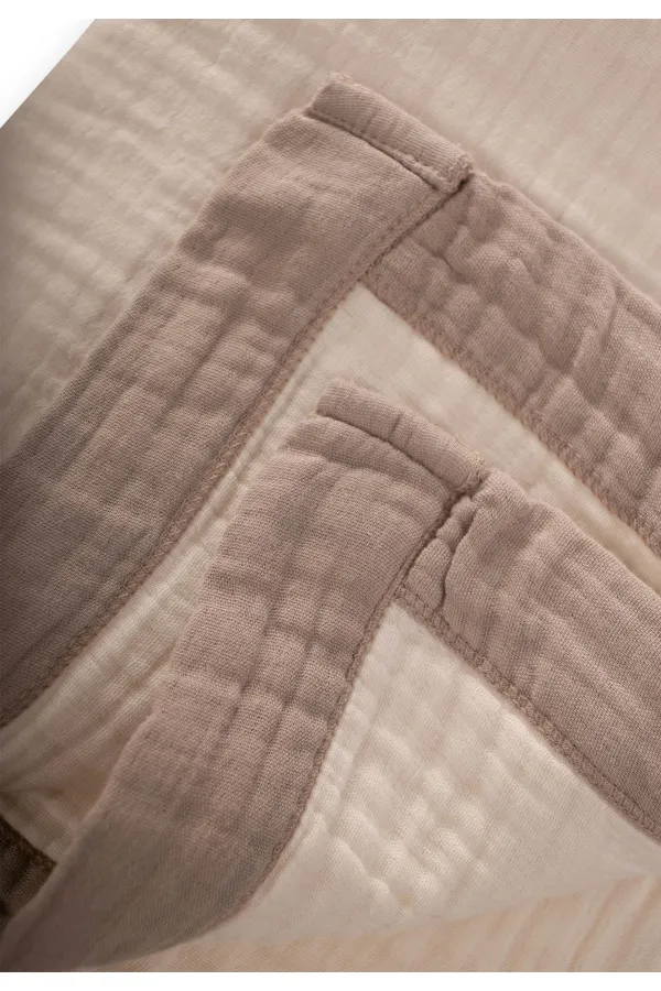 Couverture brute à quatre couches, passepoil épais, 85 x 90 cm, couleur vison