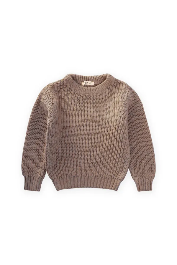 Bisiklet Yaka Selanik Triko Kazak 2-8 Yaş Vizon