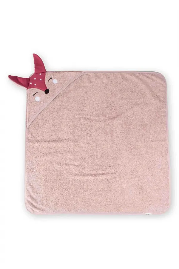 Fox Pattern Triangle Towel 75x75 cm Powder Pink