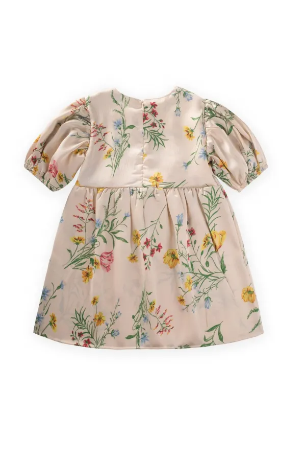 Robe en satin à motifs écru, 2-8 ans