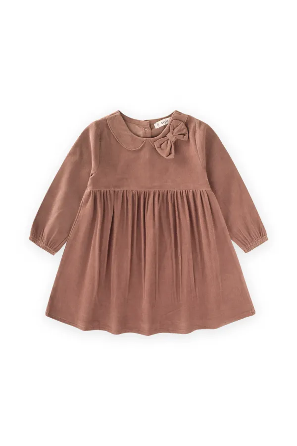 Robe en velours marron clair, 1-8 ans