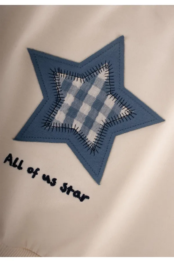 Ensemble sweat-shirt 1-7 ans écru bleu marine