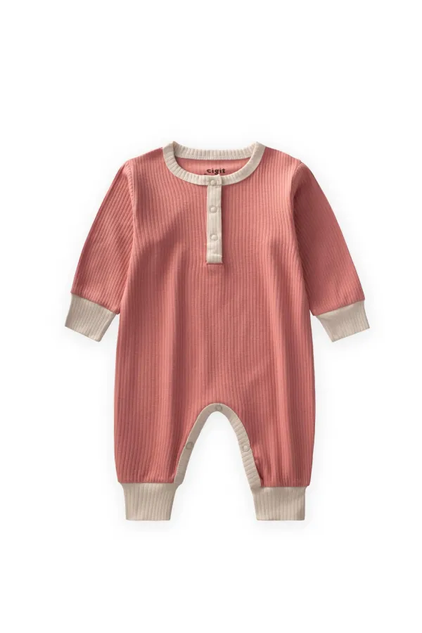 Biye Detaylı Tulum 0-2 Yaş Yavruağzı