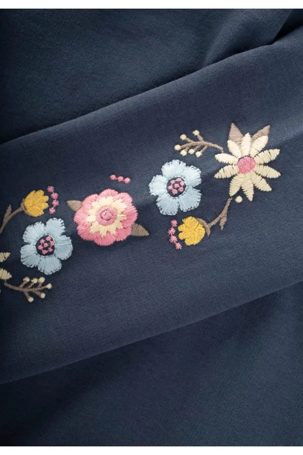 Embroidered Sleeve Sweatshirt for 2-10 Years Old, Navy Blue