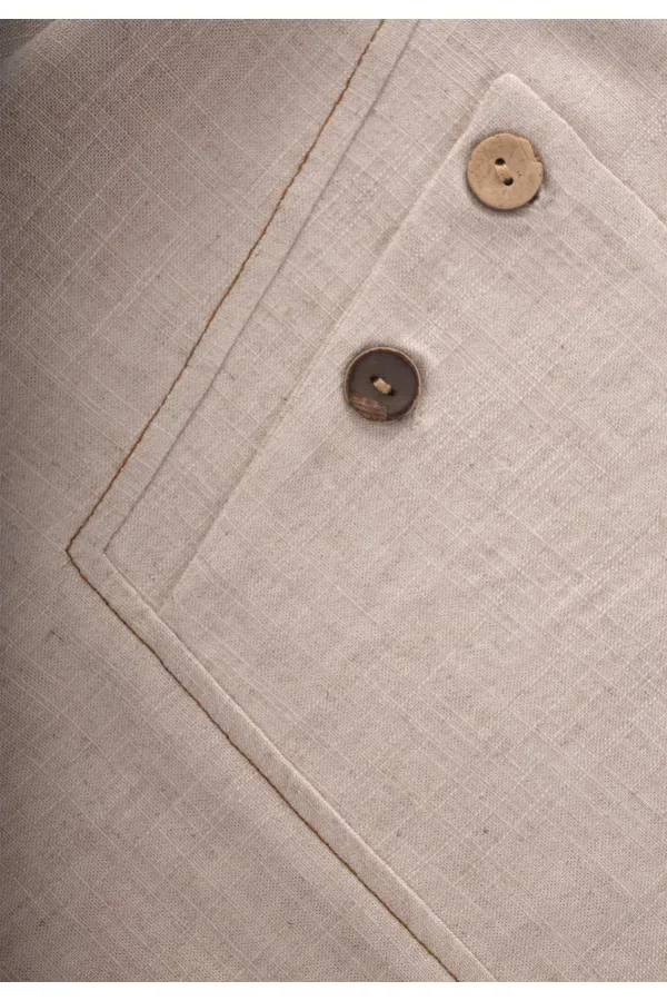 Kontrast Dikişli Keten Bluz 2-7 Yaş Naturel