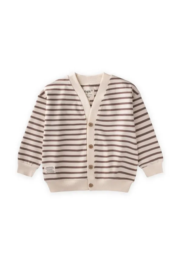 Striped Cardigan for 2-10 Years Old, Mink