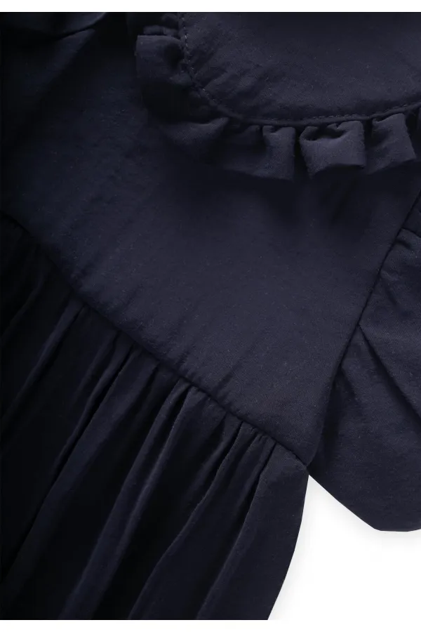 Yakalı Modal Elbise 2-10 Yaş Lacivert