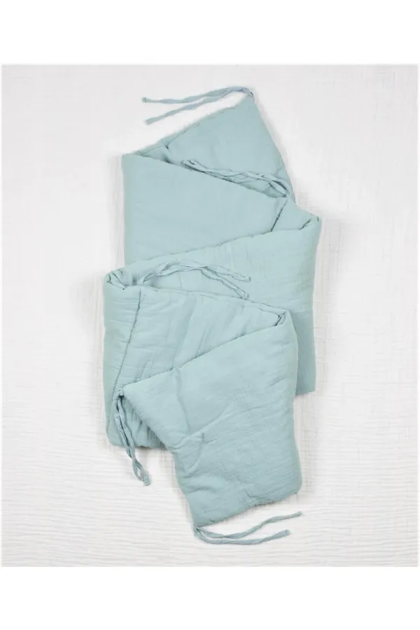 Müslin Bebek Yatak Koruma Yastık Seti (Yıkanmıştır) 32X180 cm +/- 2 cm Mint Yeşil