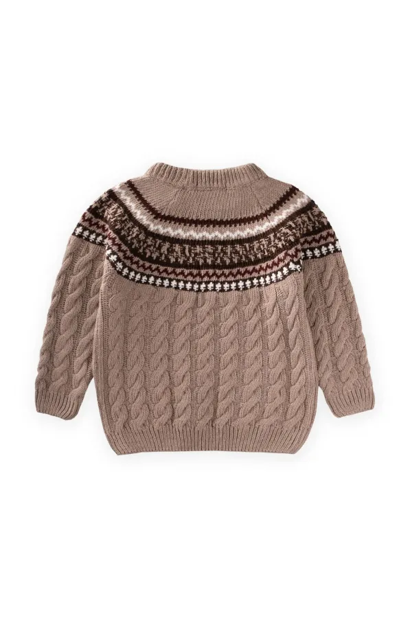 Pull en maille à motifs, 2-8 ans, beige