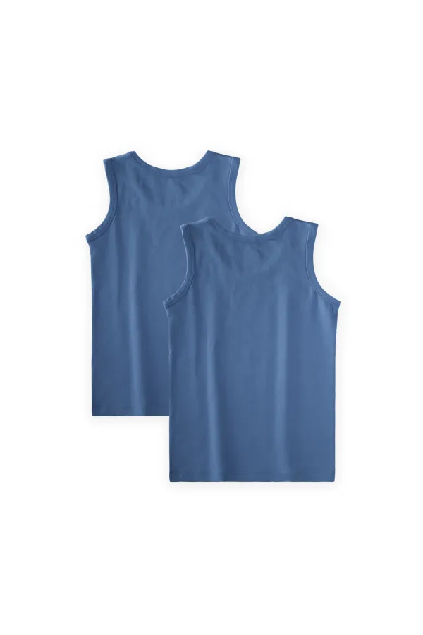 İkili Geniş Askılı Atlet 2-11 Yaş İndigo Mavi