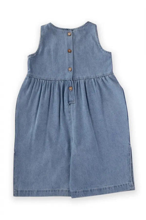 Önü Cepli Kot Tulum 2-7 Yaş Mavi