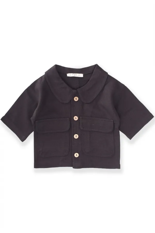 Sarh Keten Düğmeli Ceket 2-6 Yaş Siyah
