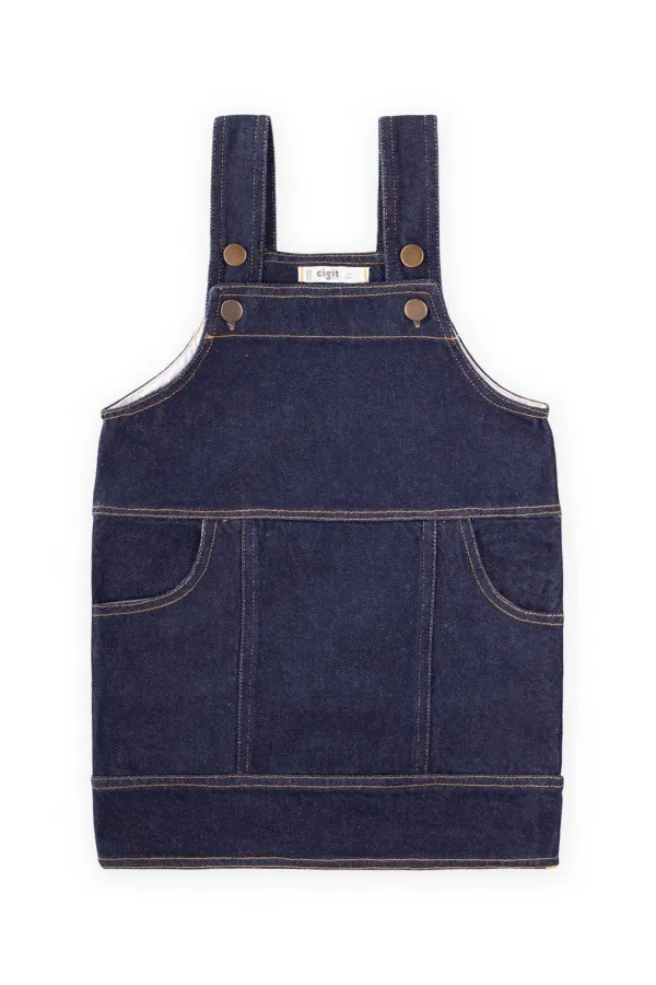 Gilet en jean bleu avec poches latérales pour enfant de 2 à 7 ans