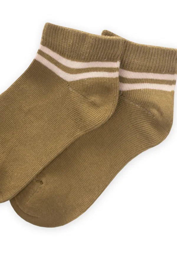 Chaussettes bottines rayées brutes pour enfants de 5 à 12 ans, vert pétrole