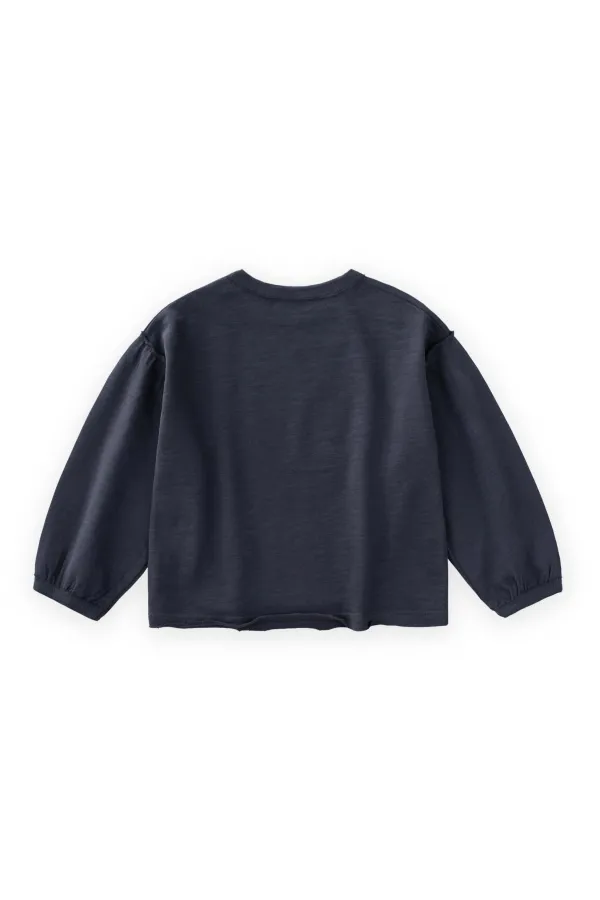 Fırçalı Rustik Uzun Kollu T-Shırt 1-7 Yaş Lacivert