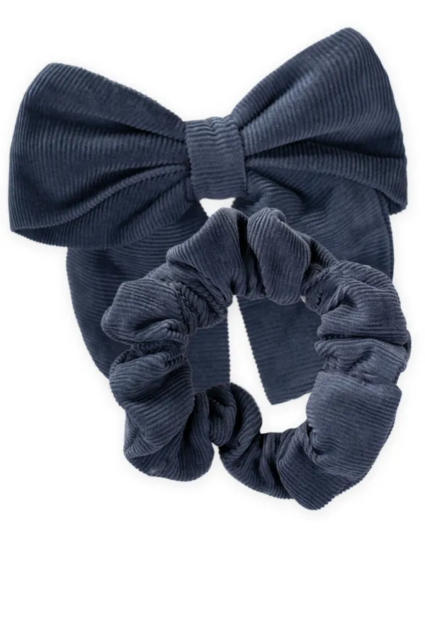 Kurdeleli Ve Lastikli Saç Tokası Lacivert