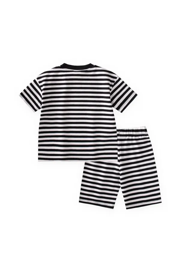 Striped Shorts Set, Ages 1-7, Black and White Stripes Striped Shorts Set, Ages 1-7, Black and White Stripes