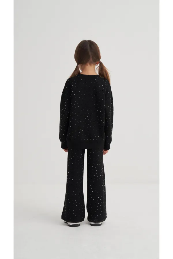 Komple Taşlı Modal Takım 2-7 Yaş Siyah