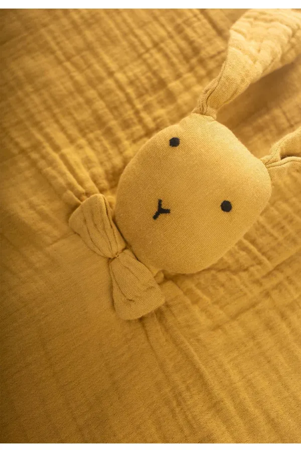 Tavşan Müslin Uyku Arkadaşı (Yıkanmıştır) 40X40 cm Hardal Sarı