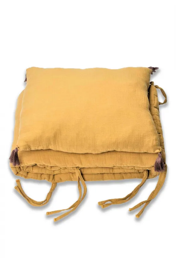 Müslin Bebek Yatak Koruma Yastık Seti (Yıkanmıştır) 32X180 cm +/- 2 cm Hardal Sarı