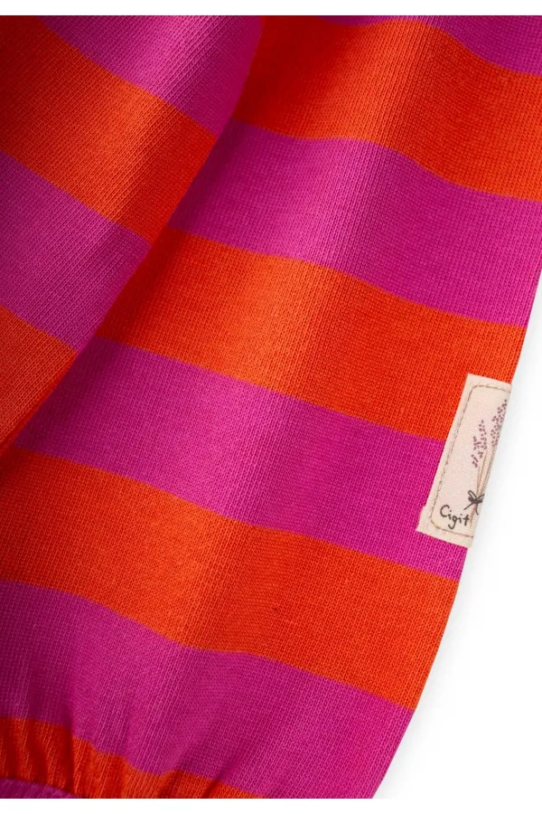 Striped Knitted Tunic, Ages 4-12, Orange/Fuchsia