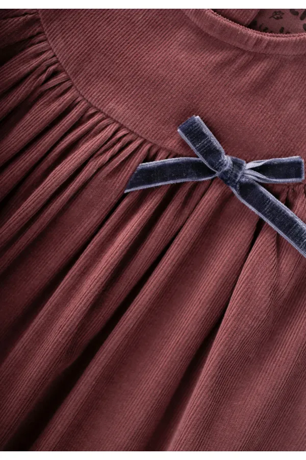 Kadife Jile Elbise 0-7 Yaş Bordo